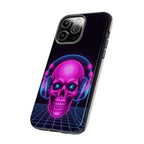 Neon Skull Synthwave Phone Case - Retro 80s Cyberpunk Mobile Cover | Vaporwave Tech Gift - Atlas Briefly