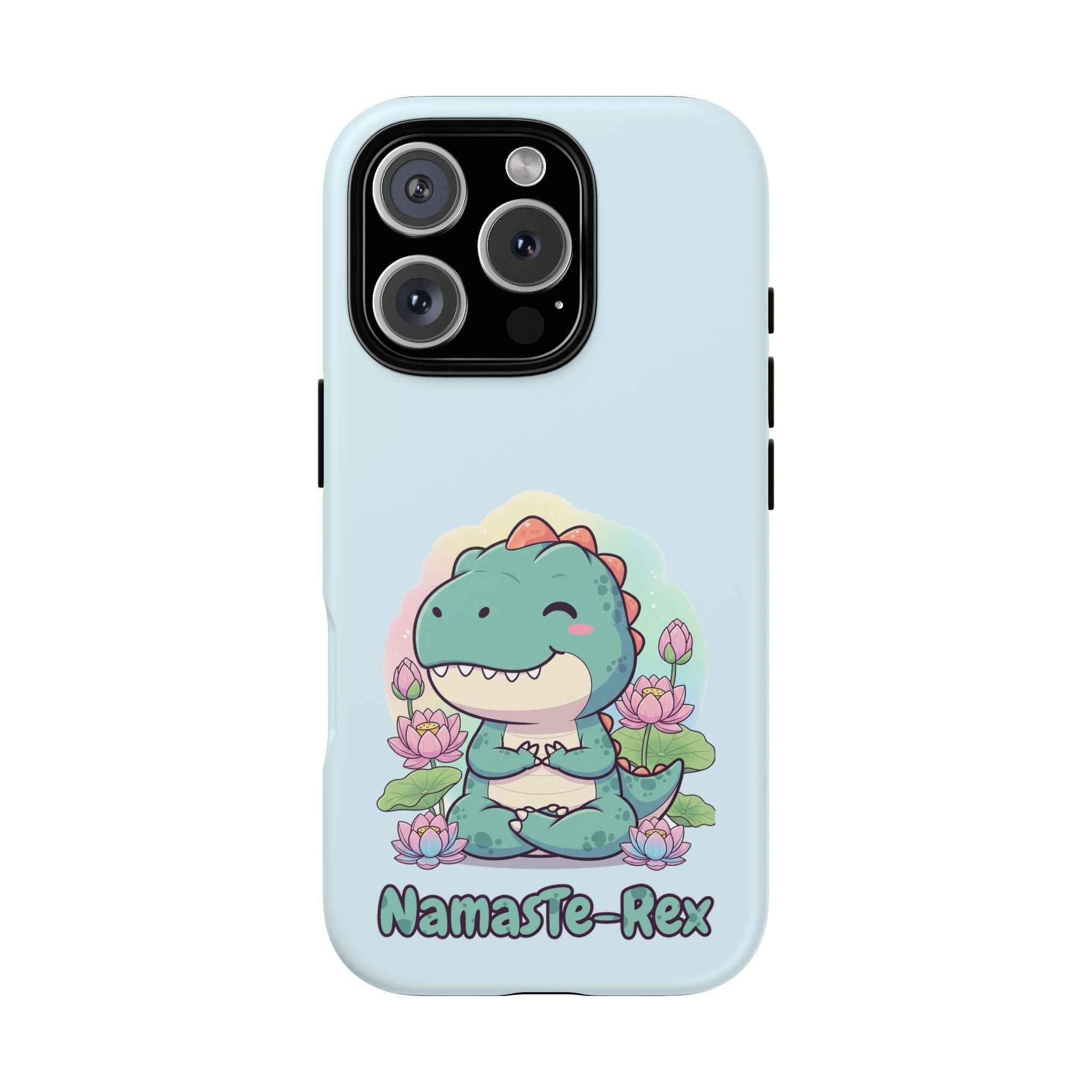 NamasTe-Rex Phone Case - Funny Yoga T-Rex Meditating Dinosaur Mobile Cover for Zen Lovers - Atlas Briefly
