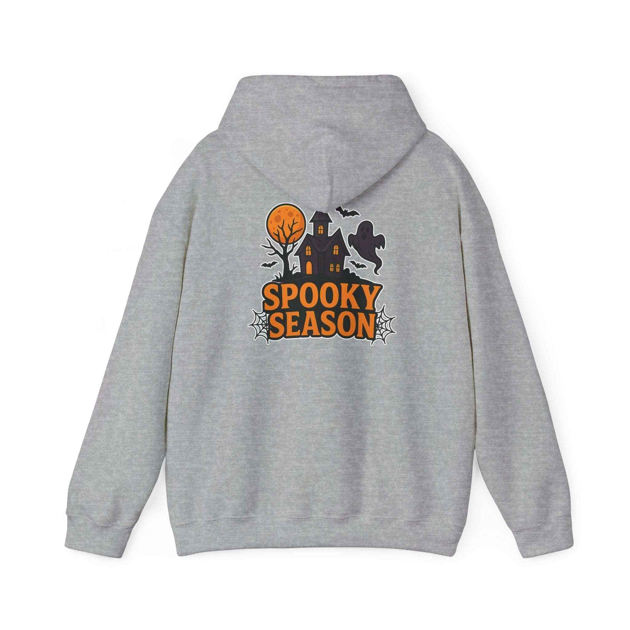 Spooky Season Halloween Hoodie - Haunted House Ghost Bat Design | Cozy Halloween Sweatshirt - Atlas Briefly