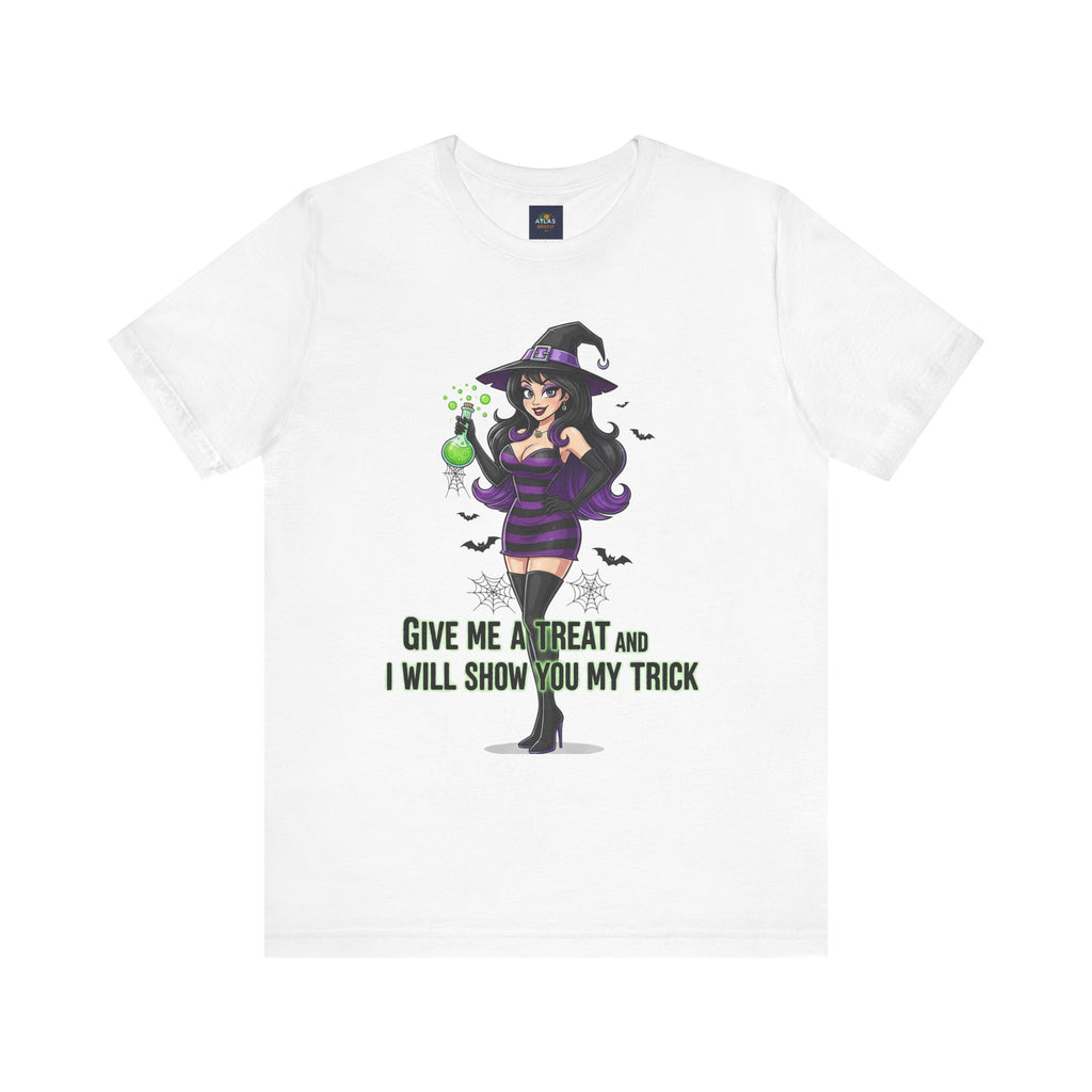 Sexy Witch Halloween T-Shirt - Flirty Witch Costume Tee | Trick or Treat Halloween Shirt - Atlas Briefly