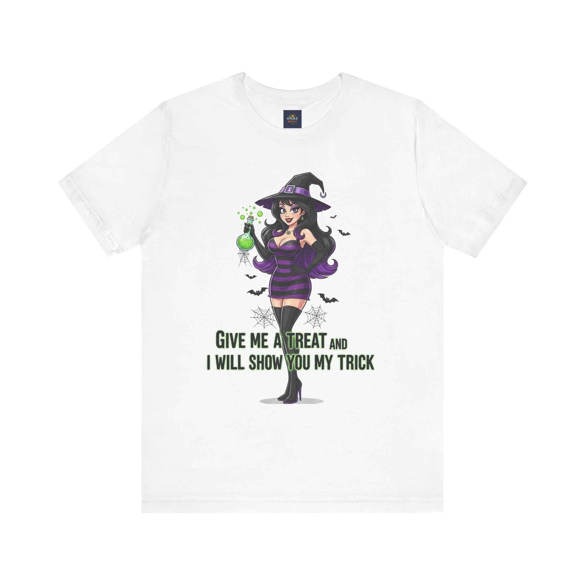 Sexy Witch Halloween T-Shirt - Flirty Witch Costume Tee | Trick or Treat Halloween Shirt - Atlas Briefly