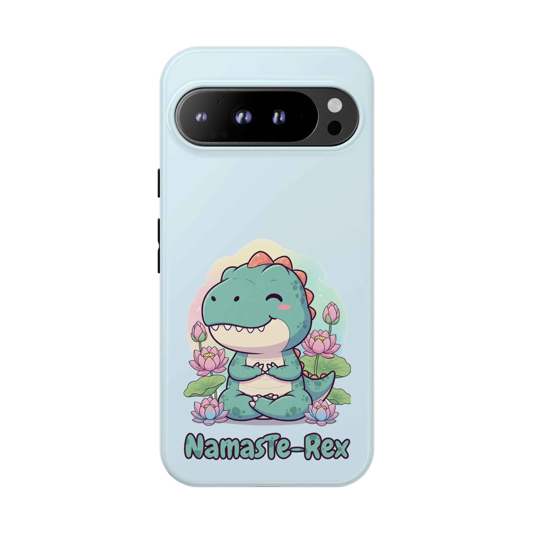 NamasTe-Rex Phone Case - Funny Yoga T-Rex Meditating Dinosaur Mobile Cover for Zen Lovers - Atlas Briefly