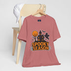 Spooky Season Halloween T-Shirt - Haunted House Ghost Bat Graphic Tee | Halloween Landscape Shirt - Atlas Briefly