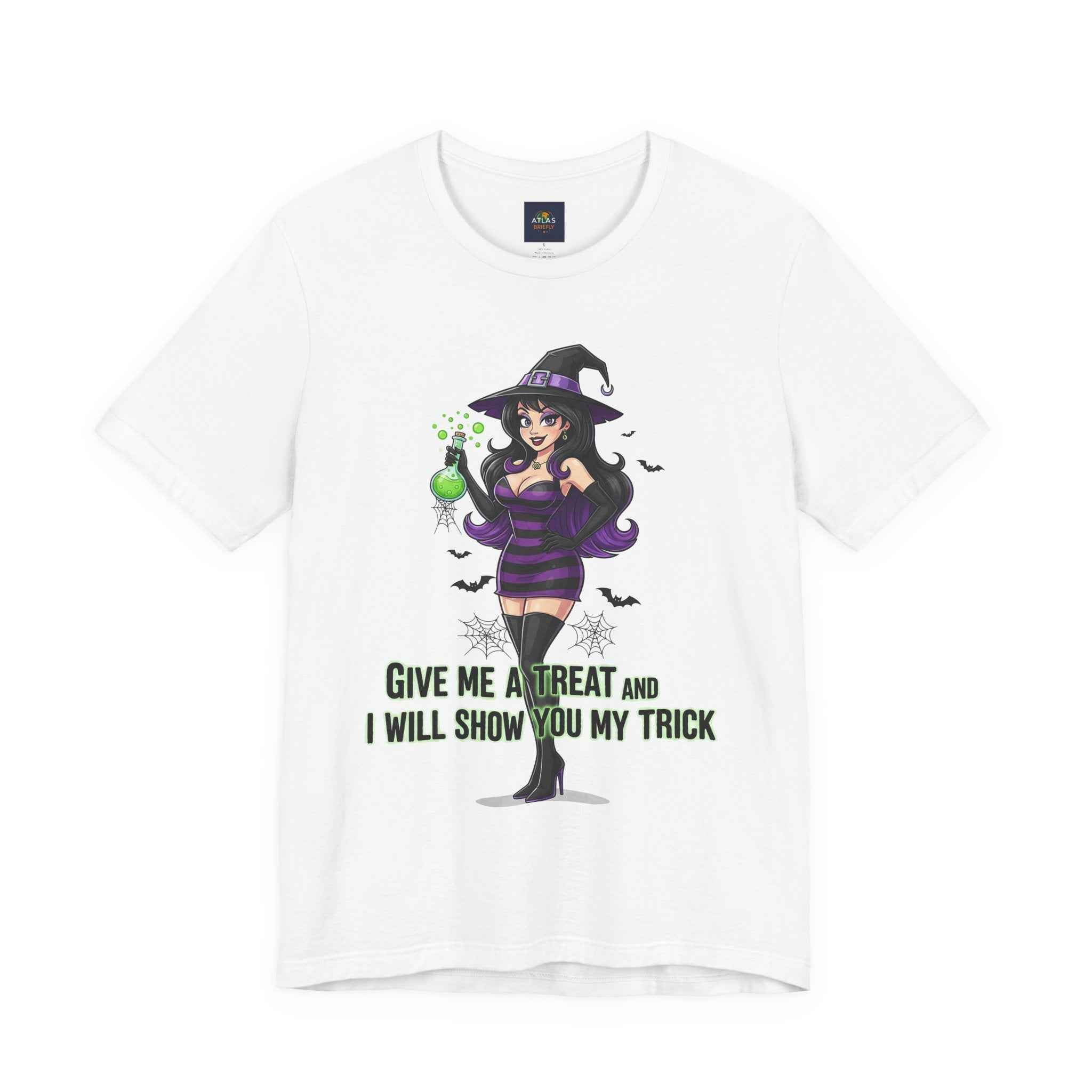 Sexy Witch Halloween T-Shirt - Flirty Witch Costume Tee for Trick or Treat - Atlas Briefly