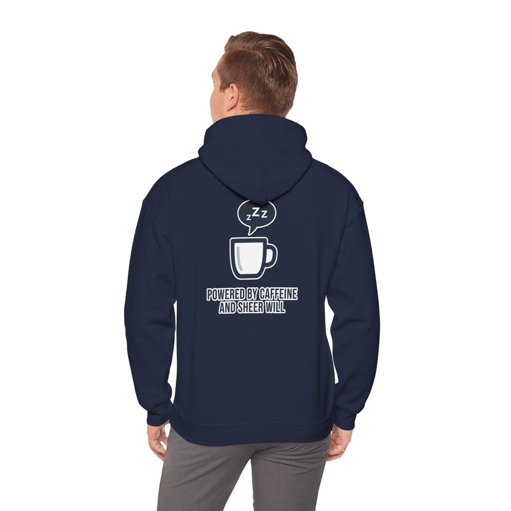 Powered by Caffeine and Sheer Will Hoodie - Funny Coffee Lover Sweatshirt | Minimalist Humor Gift - Atlas Briefly