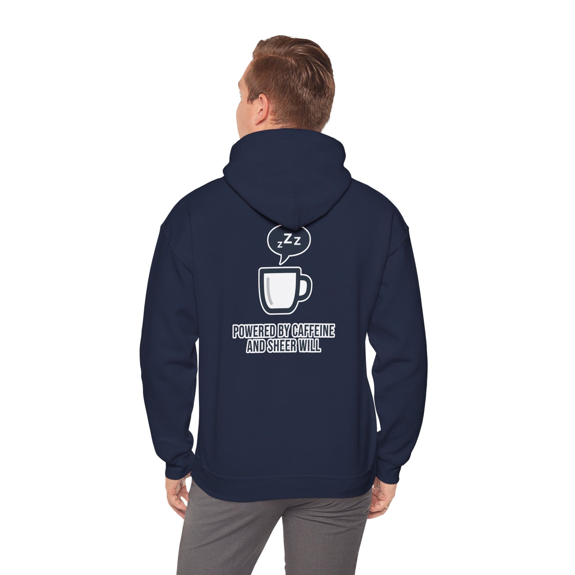 Powered by Caffeine and Sheer Will Hoodie - Funny Coffee Lover Sweatshirt | Minimalist Humor Gift - Atlas Briefly