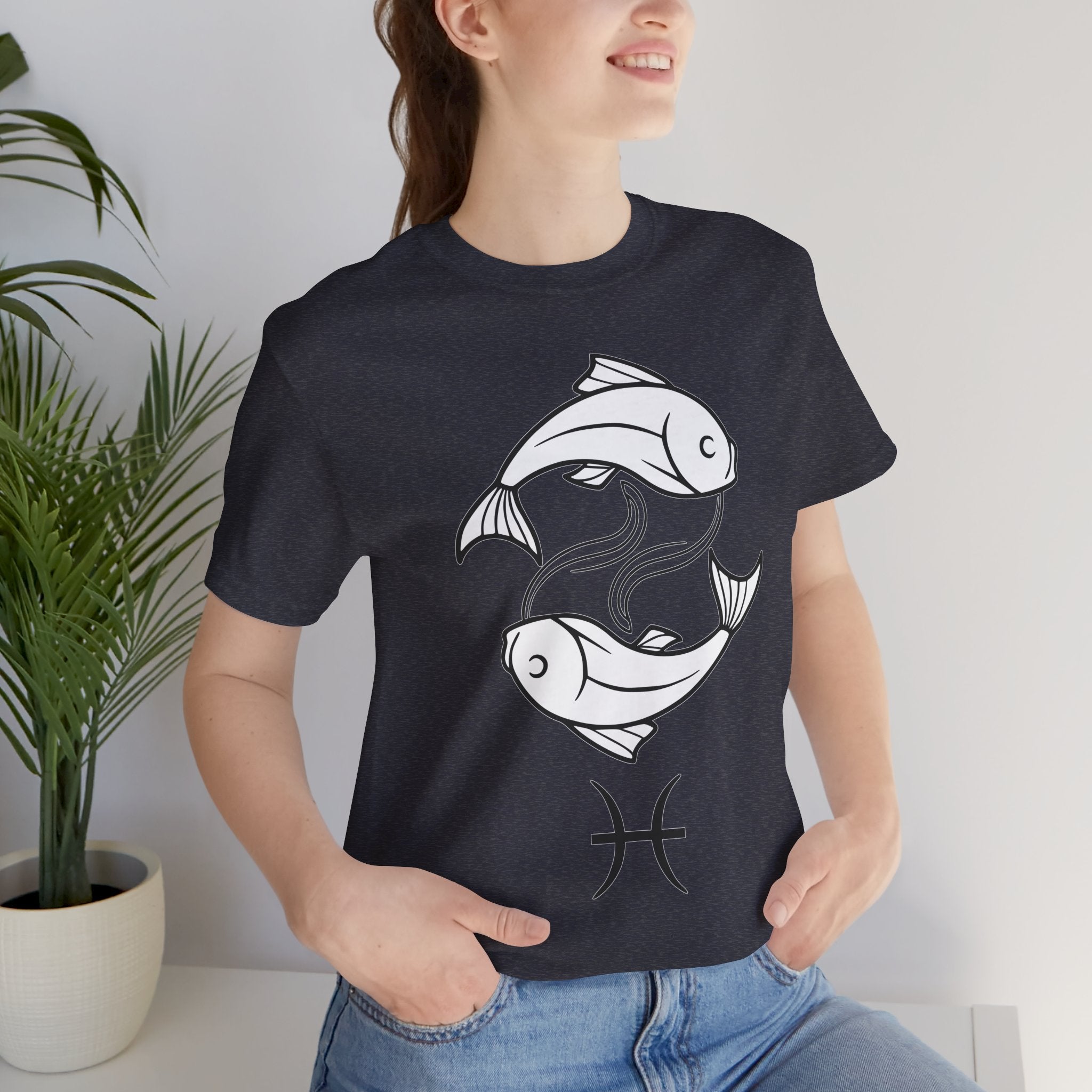 Pisces Zodiac T-shirt - Minimalist Black and White Unisex Tee