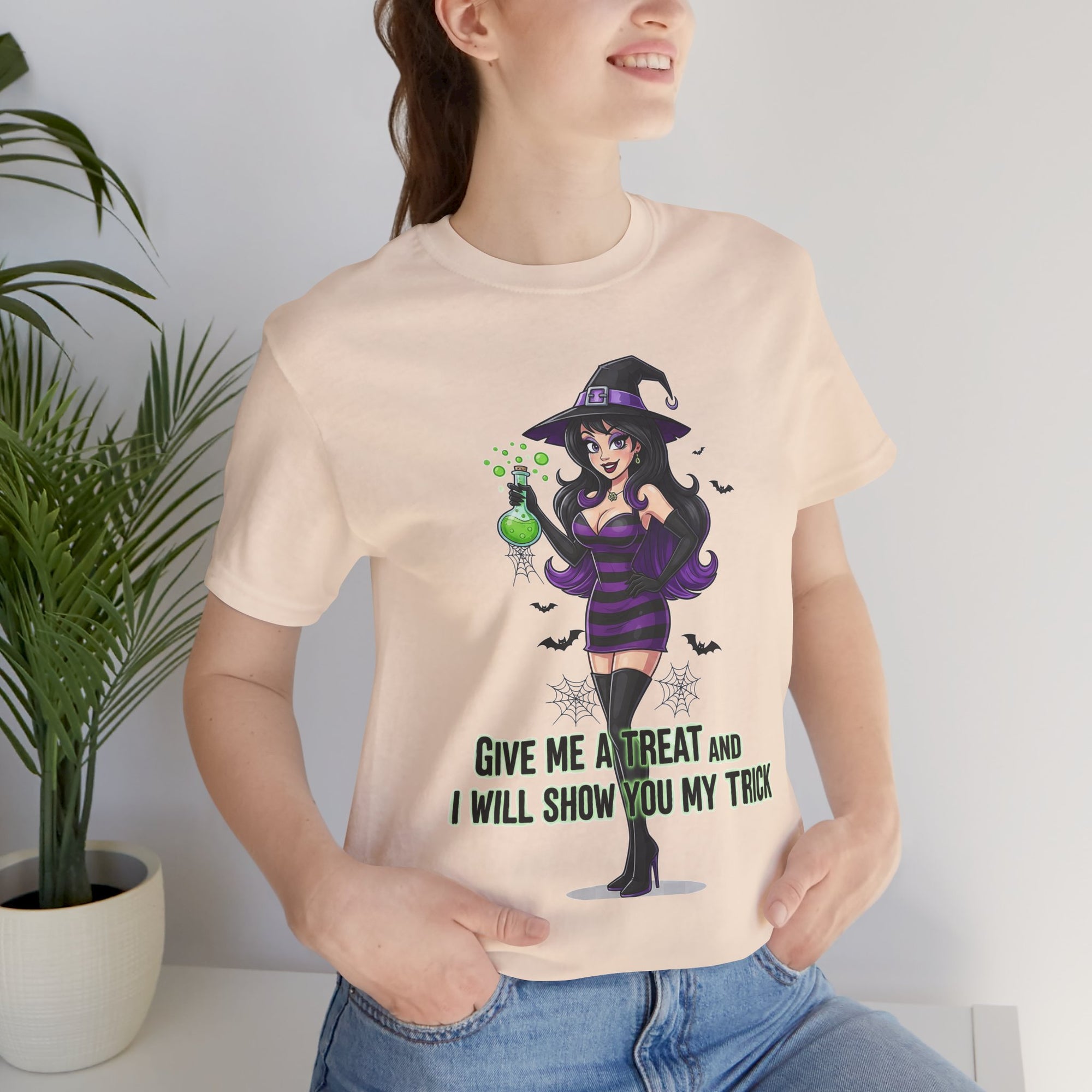 Sexy Witch Halloween T-Shirt - Flirty Witch Costume Tee | Trick or Treat Halloween Shirt - Atlas Briefly