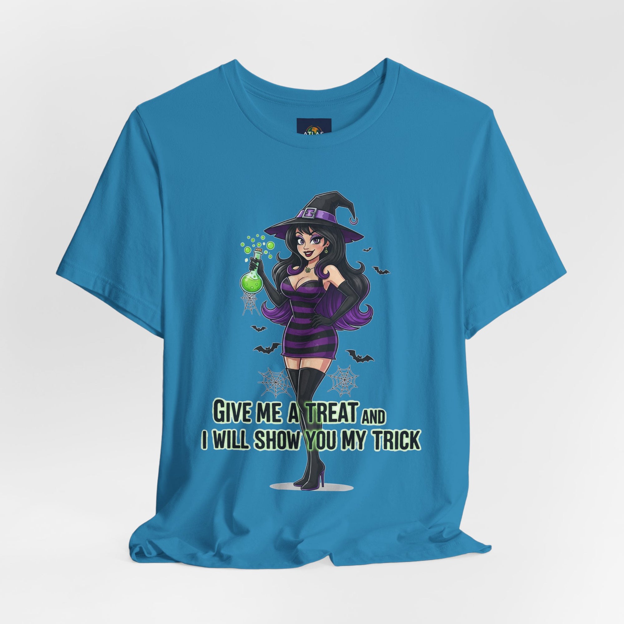 Sexy Witch Halloween T-Shirt - Flirty Witch Costume Tee | Trick or Treat Halloween Shirt - Atlas Briefly
