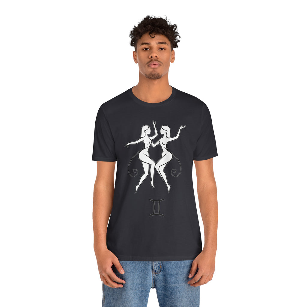 Gemini Zodiac Tee - Minimalistic Black and White Unisex Design