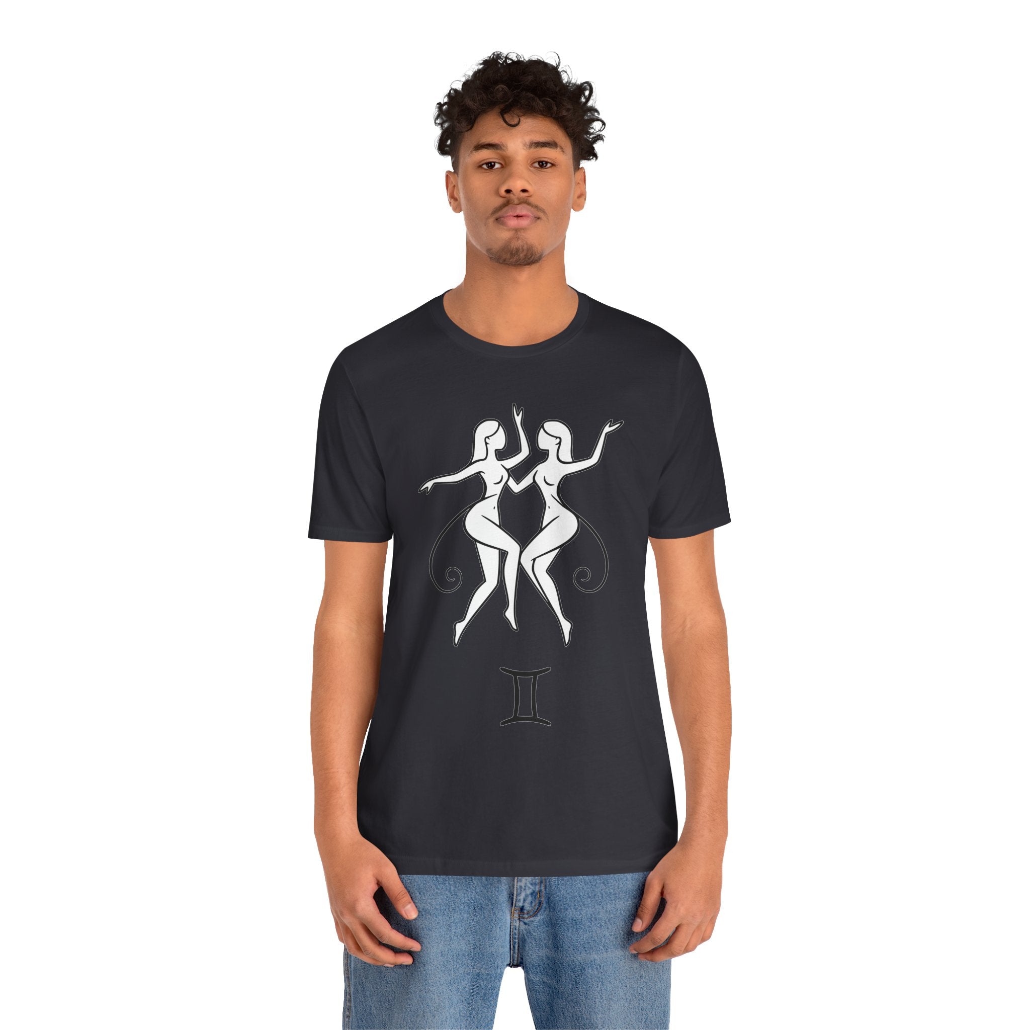 Gemini Zodiac Tee - Minimalistic Black and White Unisex Design