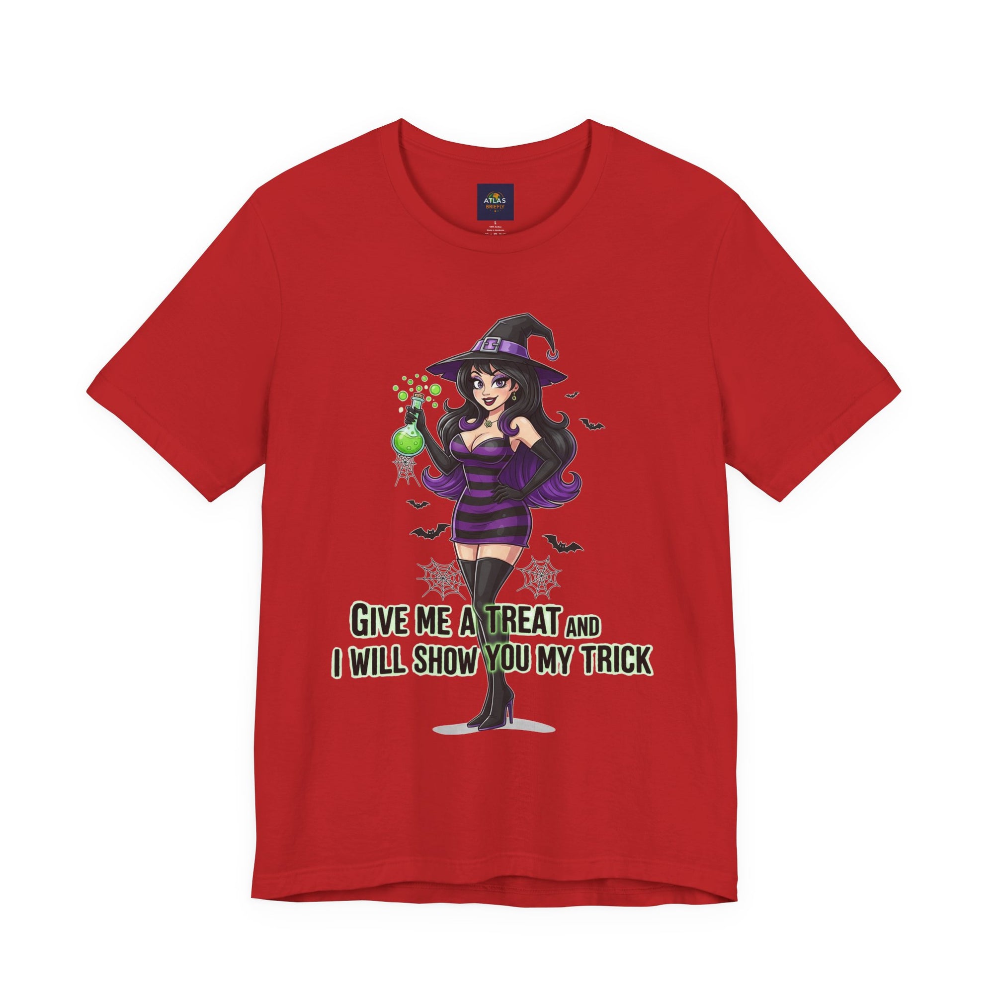 Sexy Witch Halloween T-Shirt - Flirty Witch Costume Tee | Trick or Treat Halloween Shirt - Atlas Briefly