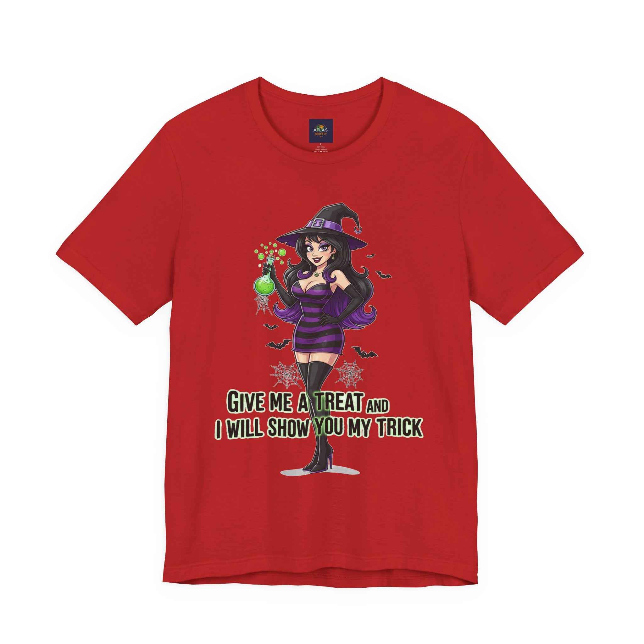 Sexy Witch Halloween T-Shirt - Flirty Witch Costume Tee for Trick or Treat - Atlas Briefly