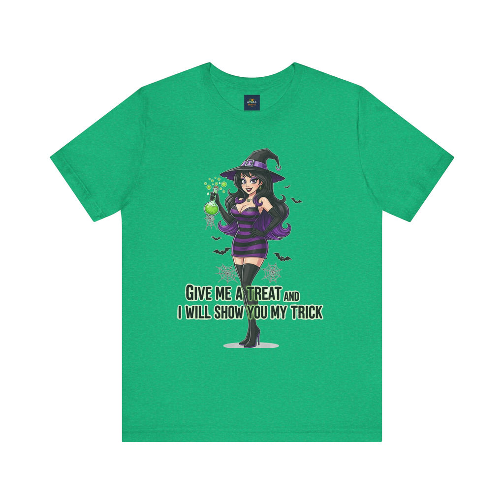 Sexy Witch Halloween T-Shirt - Flirty Witch Costume Tee | Trick or Treat Halloween Shirt - Atlas Briefly