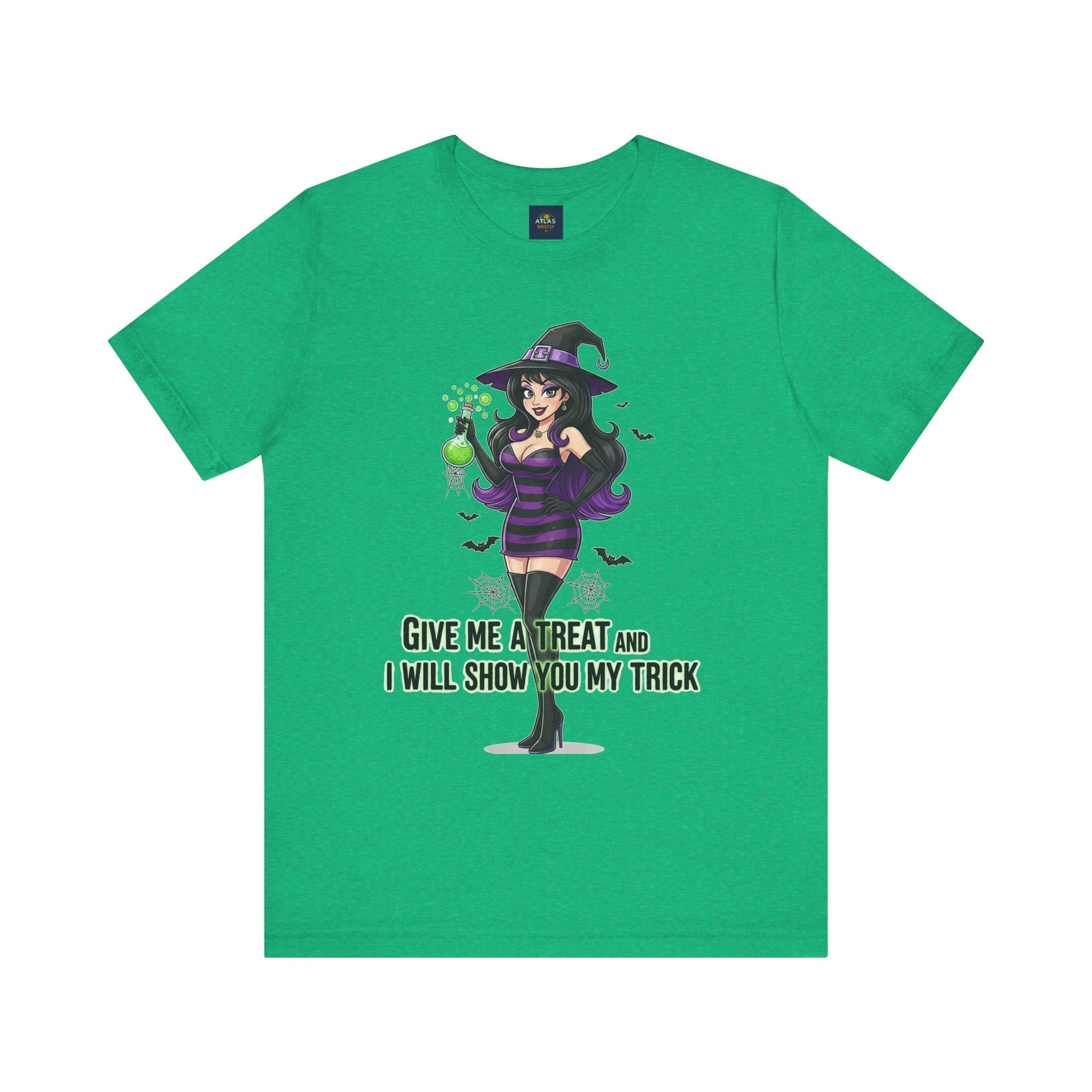 Sexy Witch Halloween T-Shirt - Flirty Witch Costume Tee | Trick or Treat Halloween Shirt - Atlas Briefly