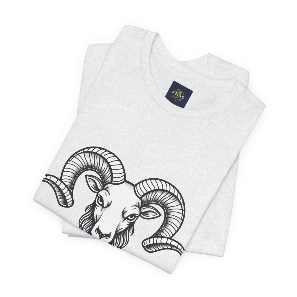 Aries Horoscope Tee - Unisex Black and White Minimal Design