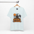Spooky Season Halloween T-Shirt - Haunted House Ghost Bat Graphic Tee | Halloween Landscape Shirt - Atlas Briefly