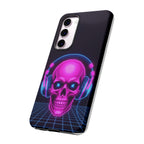 Neon Skull Synthwave Phone Case - Retro 80s Cyberpunk Mobile Cover | Vaporwave Tech Gift - Atlas Briefly