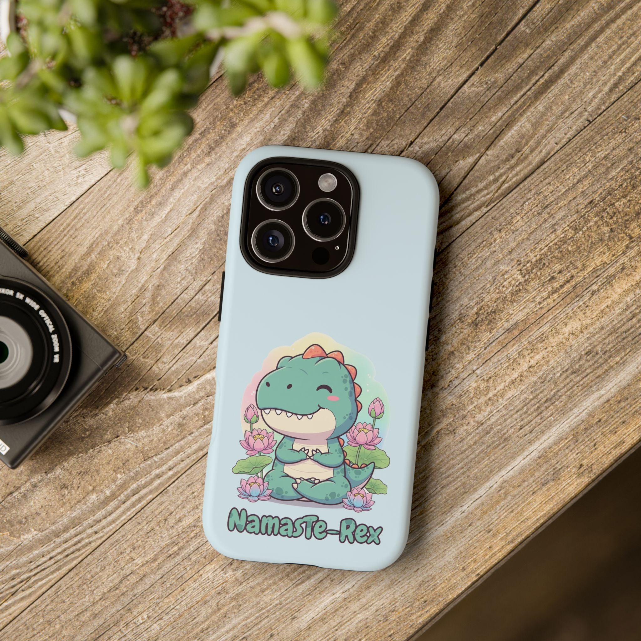 NamasTe-Rex Meditating Dinosaur Phone Case - Funny Yoga T-Rex Mobile Cover | Zen Tech Gift - Atlas Briefly