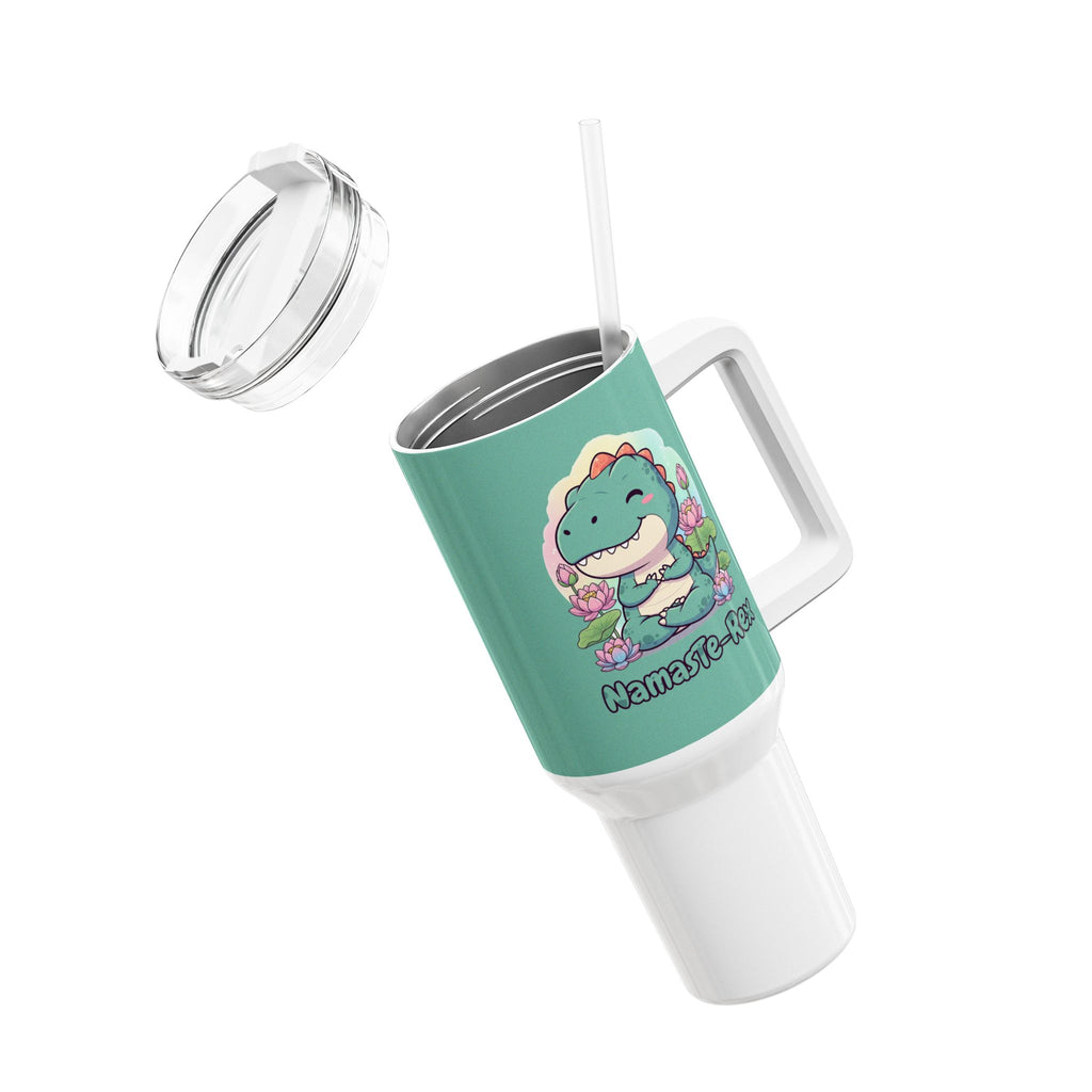 NamasTe-Rex Meditating Dinosaur 40oz Tumbler - Funny Yoga Water Bottle | Zen T-Rex Gift - Atlas Briefly