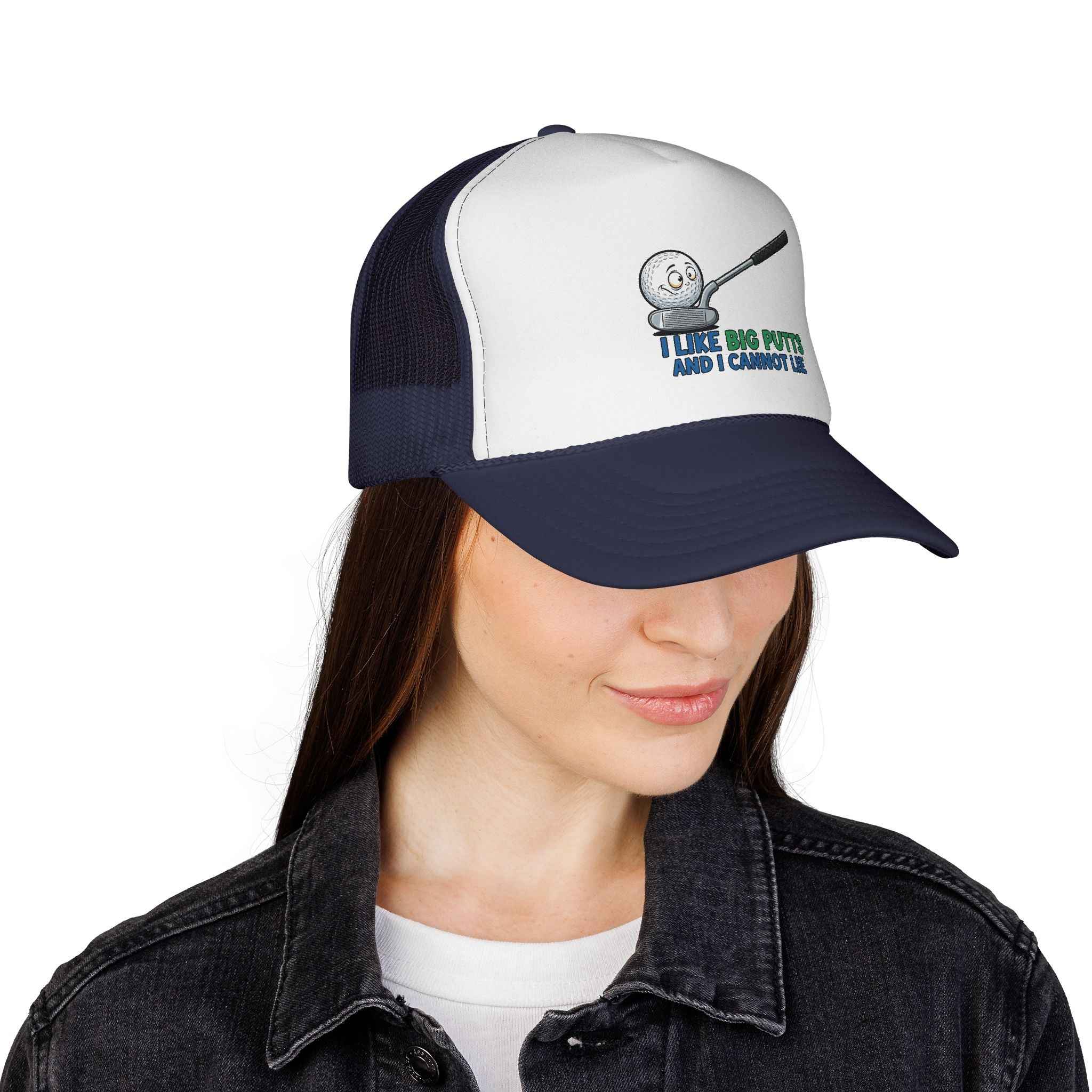 Big Putts Golf Trucker Cap - Hilarious Big Putts Golf Hat for Fun on the Course - Atlas Briefly