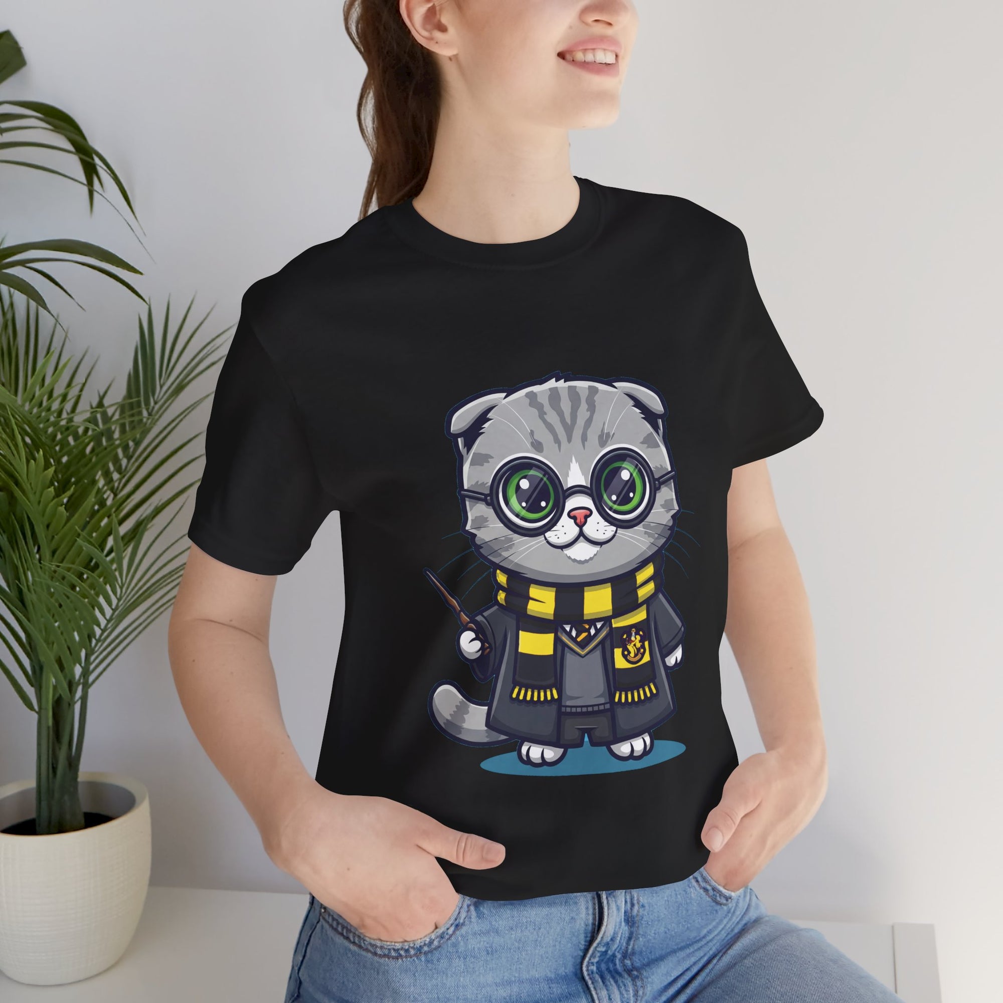 Hufflepurr Harry Potter T-Shirt - Funny Wizarding World Tee | Cute Potter Cat Gift - Atlas Briefly