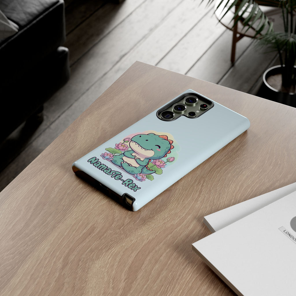 NamasTe-Rex Meditating Dinosaur Phone Case - Funny Yoga T-Rex Mobile Cover | Zen Tech Gift - Atlas Briefly