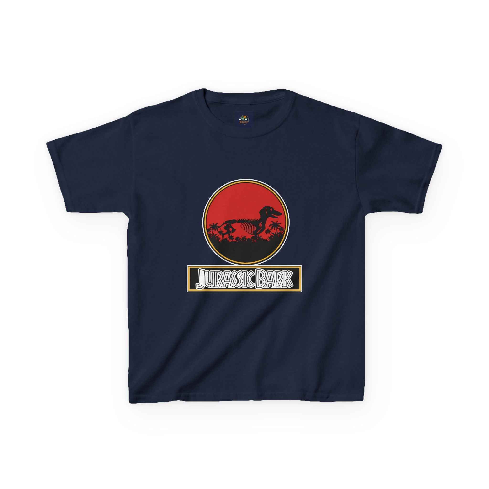 Kids Dachshund T-Shirt - Jurassic Bark Wiener Dog Tee - Atlas Briefly