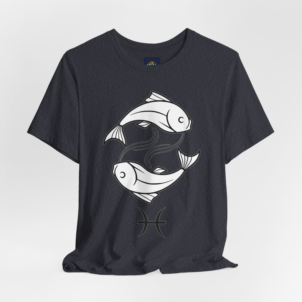 Pisces Zodiac T-shirt - Minimalist Black and White Unisex Tee