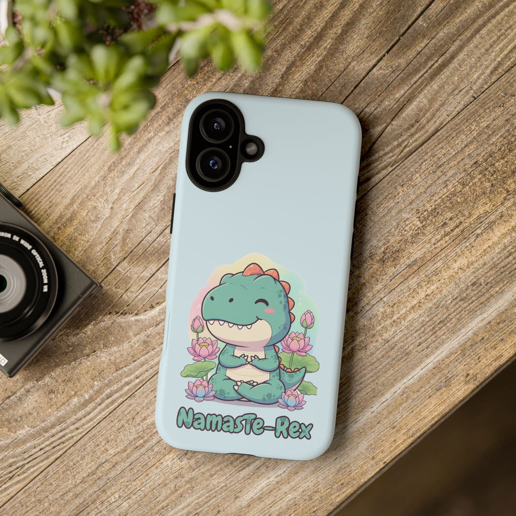 NamasTe-Rex Meditating Dinosaur Phone Case - Funny Yoga T-Rex Mobile Cover | Zen Tech Gift - Atlas Briefly