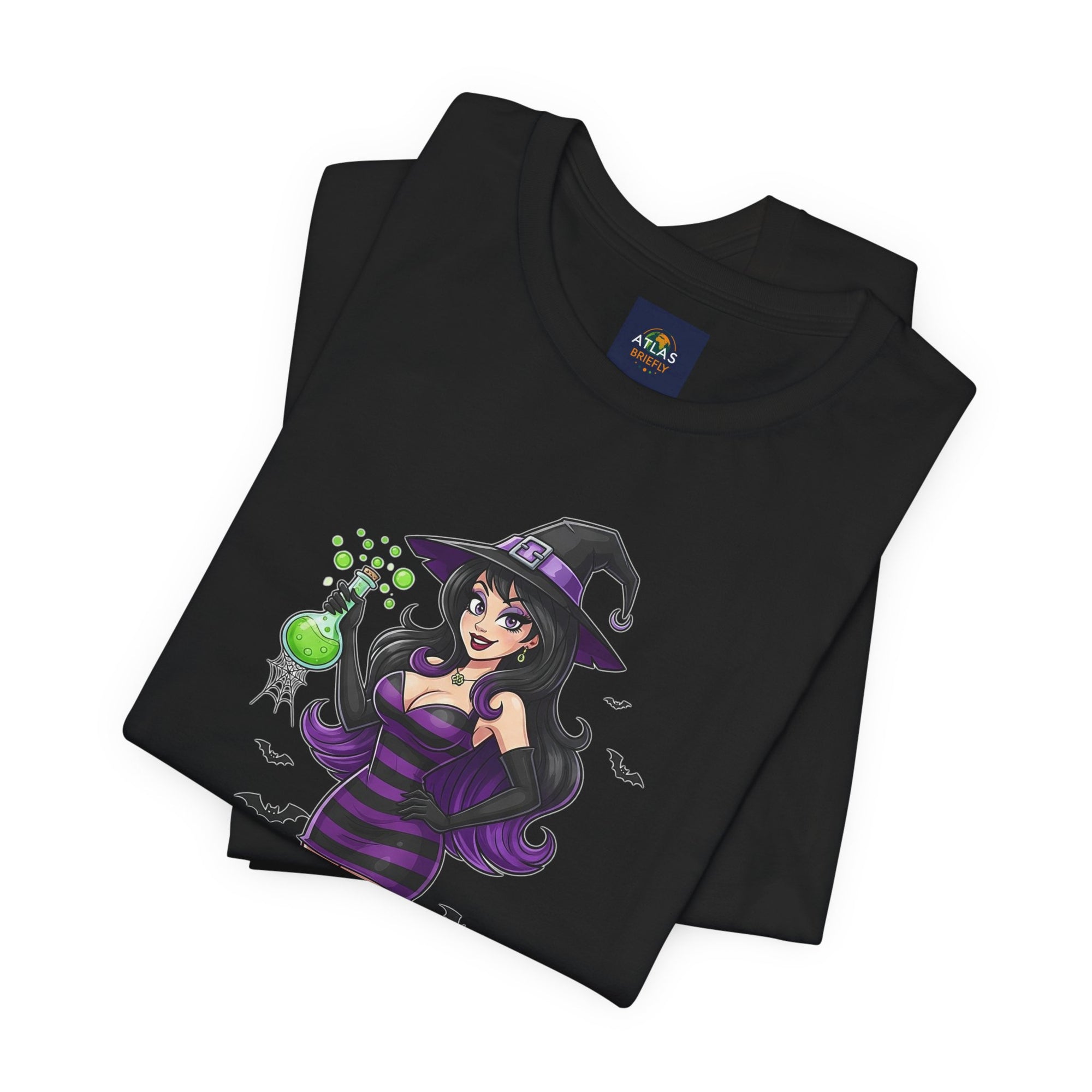 Sexy Witch Halloween T-Shirt - Flirty Witch Costume Tee | Trick or Treat Halloween Shirt - Atlas Briefly