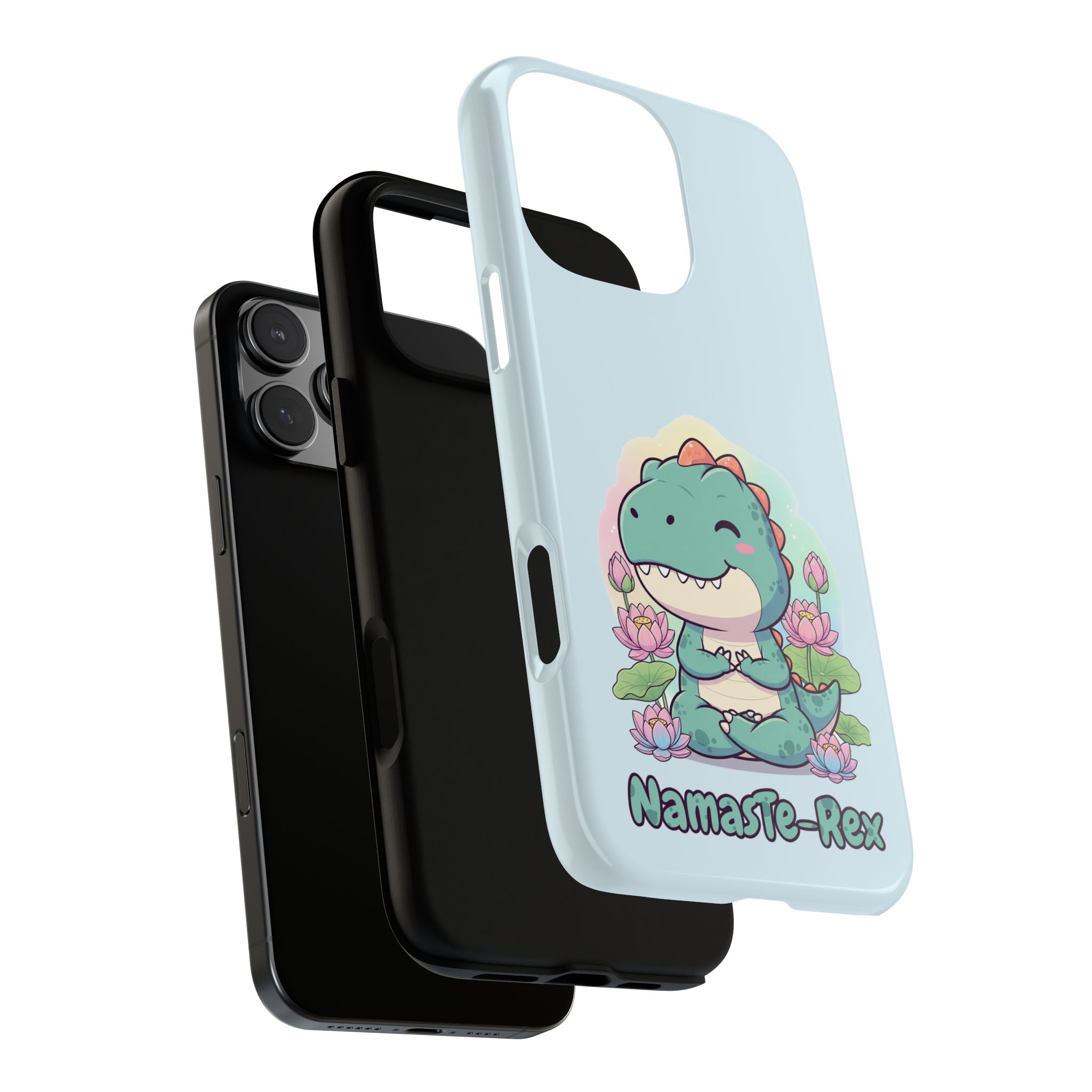 NamasTe-Rex Meditating Dinosaur Phone Case - Funny Yoga T-Rex Mobile Cover | Zen Tech Gift - Atlas Briefly