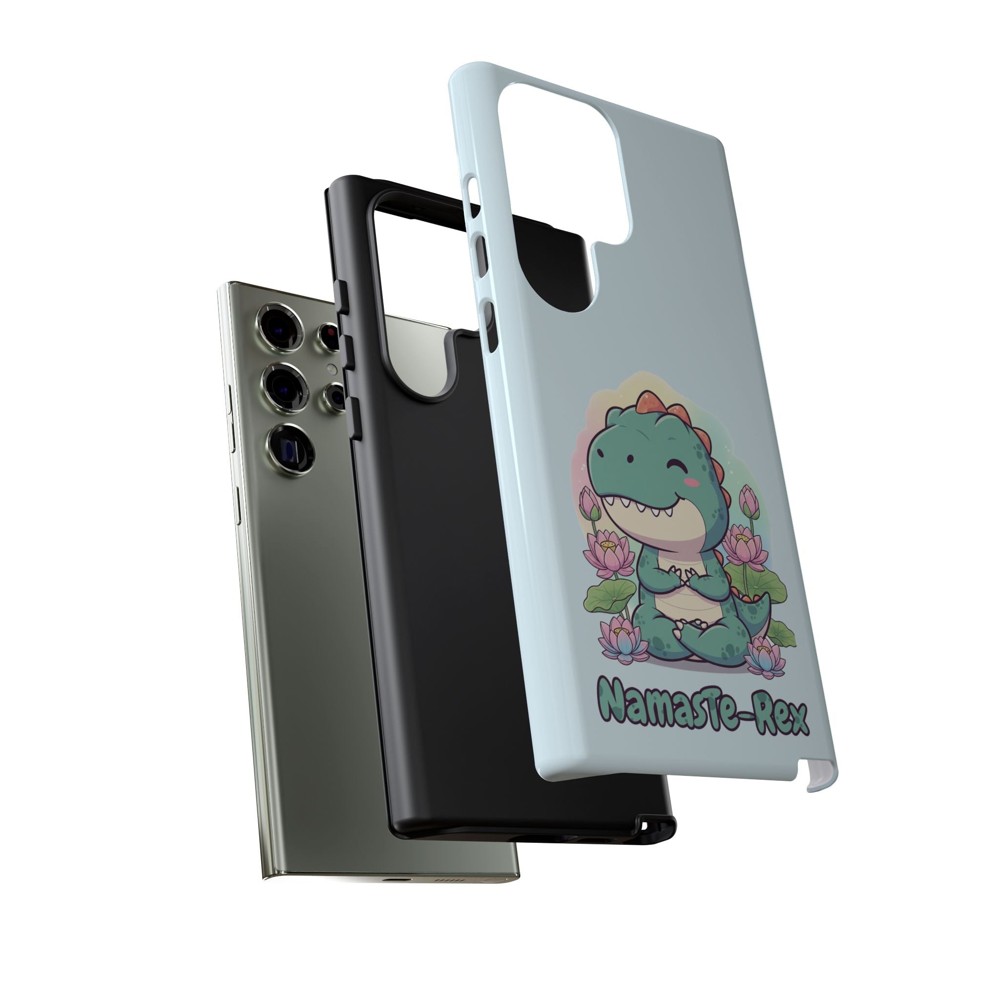 NamasTe-Rex Meditating Dinosaur Phone Case - Funny Yoga T-Rex Mobile Cover | Zen Tech Gift - Atlas Briefly