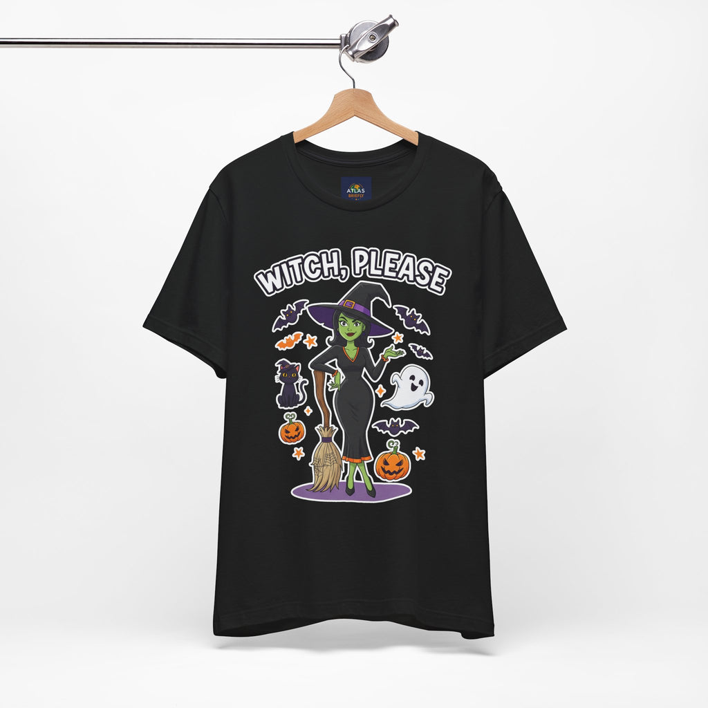 Witch Please Halloween T-Shirt - Sassy Witch Tee with Pumpkin Design | Funny Halloween Shirt - Atlas Briefly
