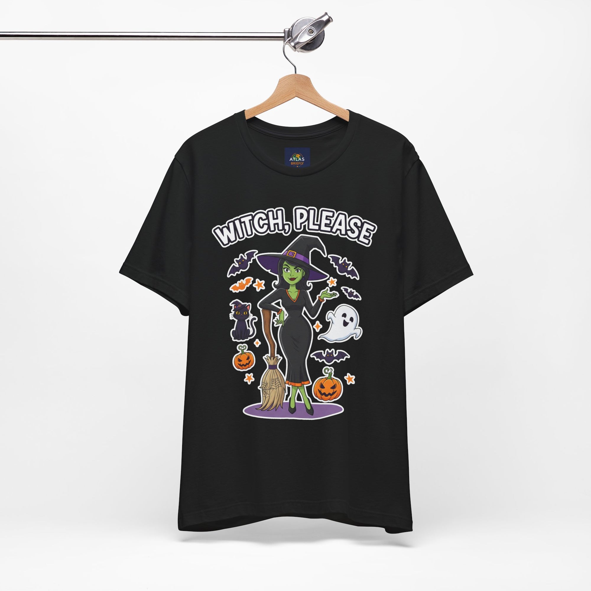Witch Please Halloween T-Shirt - Sassy Witch Tee with Pumpkin Design | Funny Halloween Shirt - Atlas Briefly