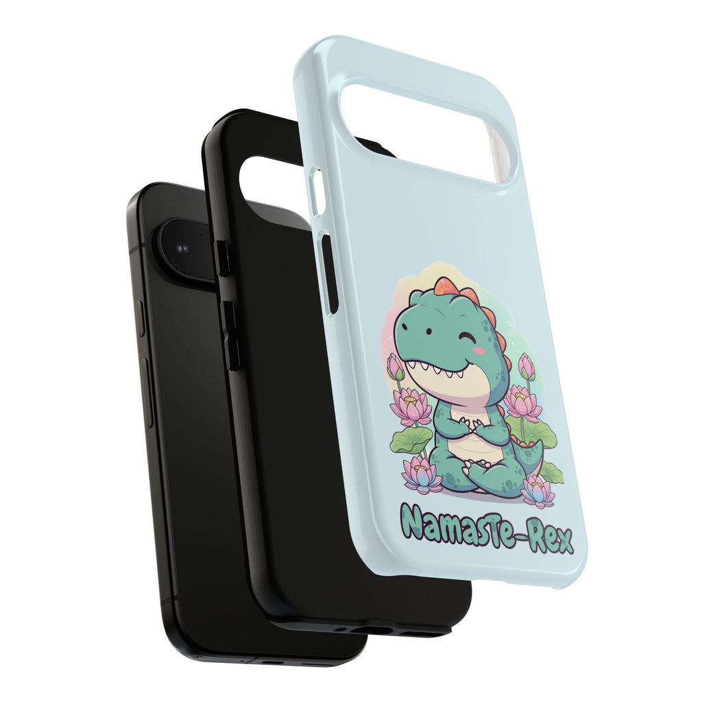 NamasTe-Rex Meditating Dinosaur Phone Case - Funny Yoga T-Rex Mobile Cover | Zen Tech Gift - Atlas Briefly