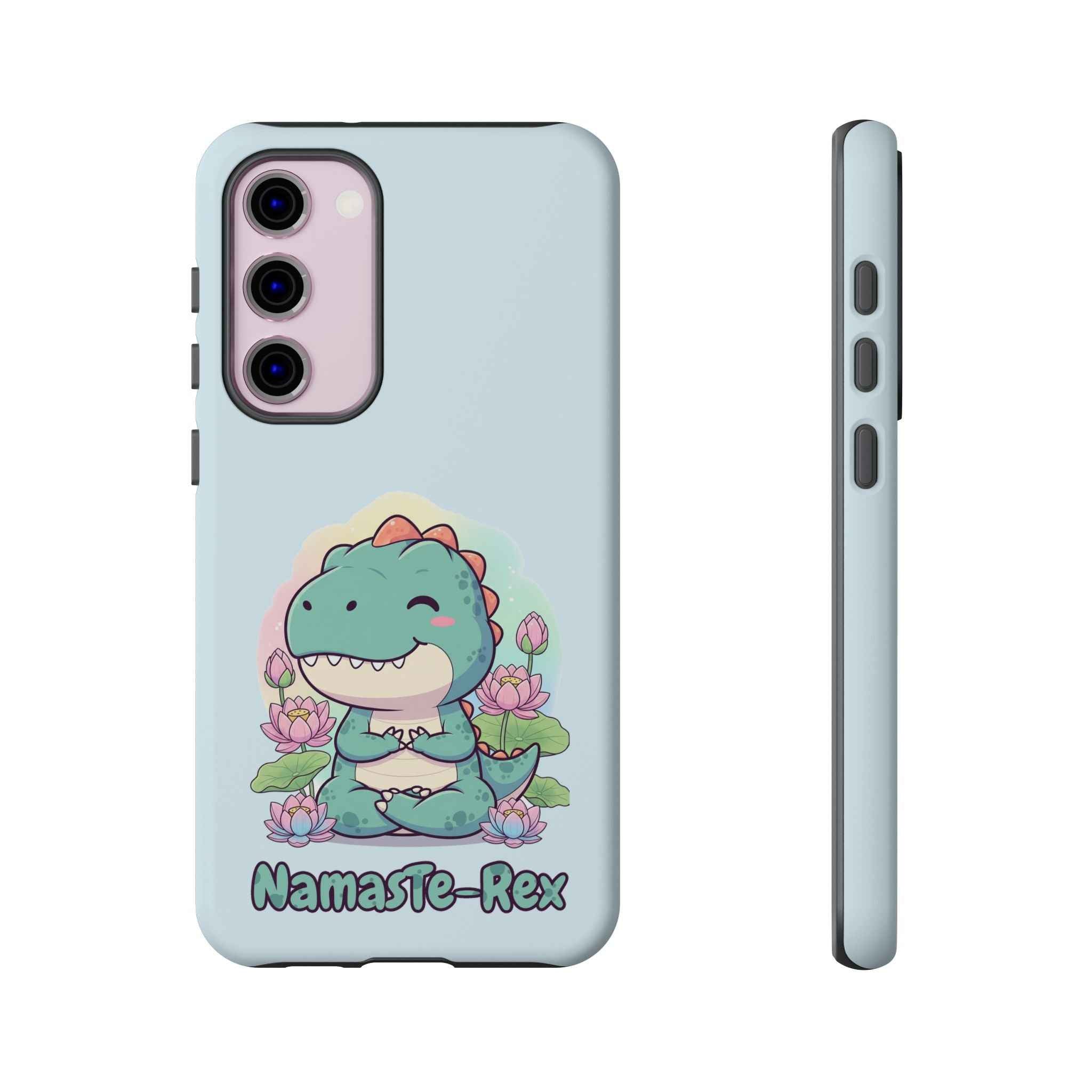 NamasTe-Rex Phone Case - Funny Yoga T-Rex Meditating Dinosaur Mobile Cover for Zen Lovers - Atlas Briefly