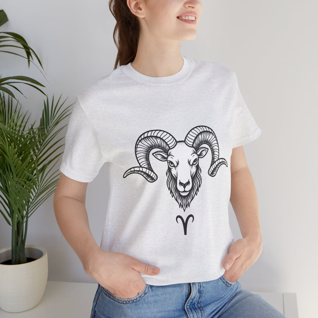 Aries Horoscope Tee - Unisex Black and White Minimal Design