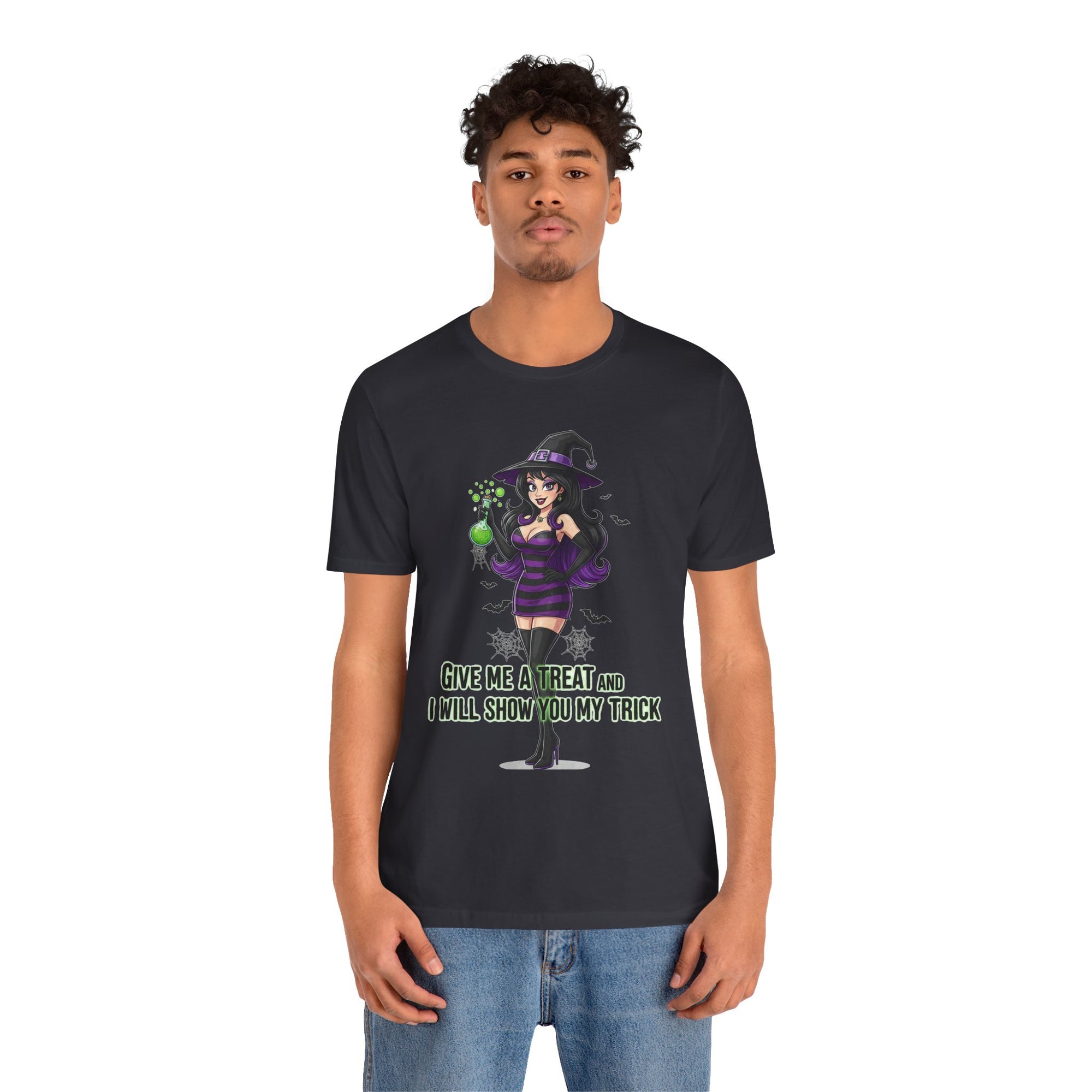 Sexy Witch Halloween T-Shirt - Flirty Witch Costume Tee | Trick or Treat Halloween Shirt - Atlas Briefly