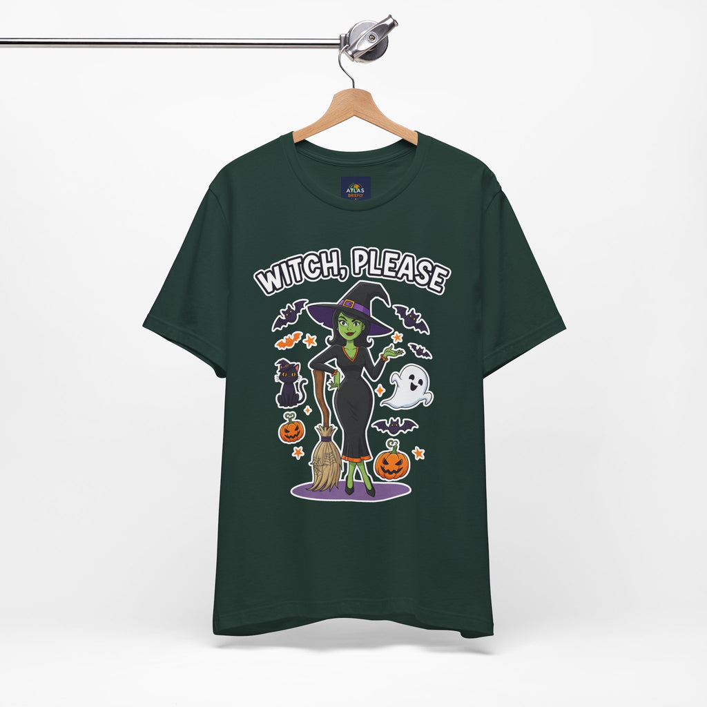 Witch Please Halloween T-Shirt - Sassy Witch Tee with Pumpkin Design | Funny Halloween Shirt - Atlas Briefly