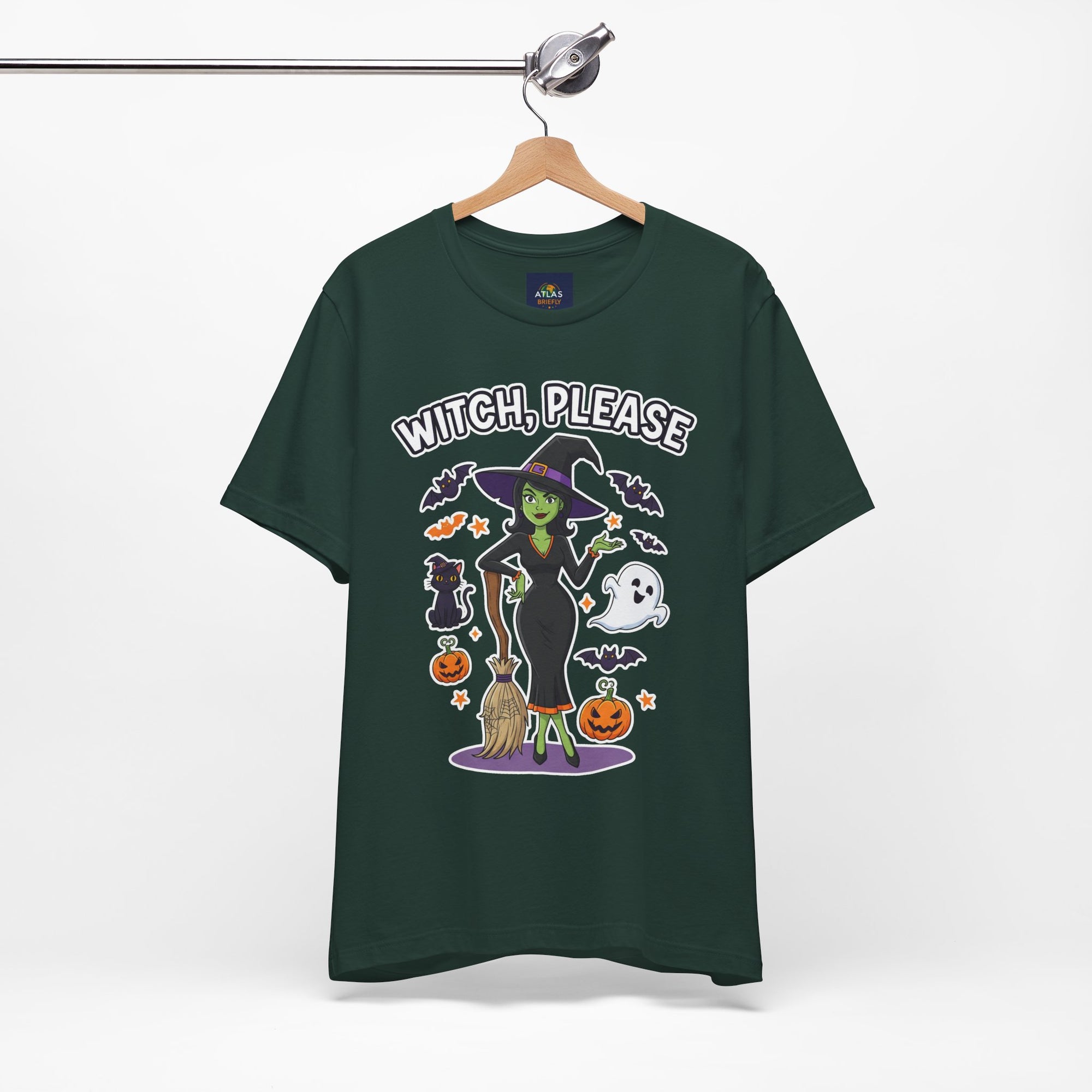 Witch Please Halloween T-Shirt - Sassy Witch Tee with Pumpkin Design | Funny Halloween Shirt - Atlas Briefly