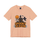 Spooky Season Halloween T-Shirt - Haunted House Ghost Bat Graphic Tee | Halloween Landscape Shirt - Atlas Briefly