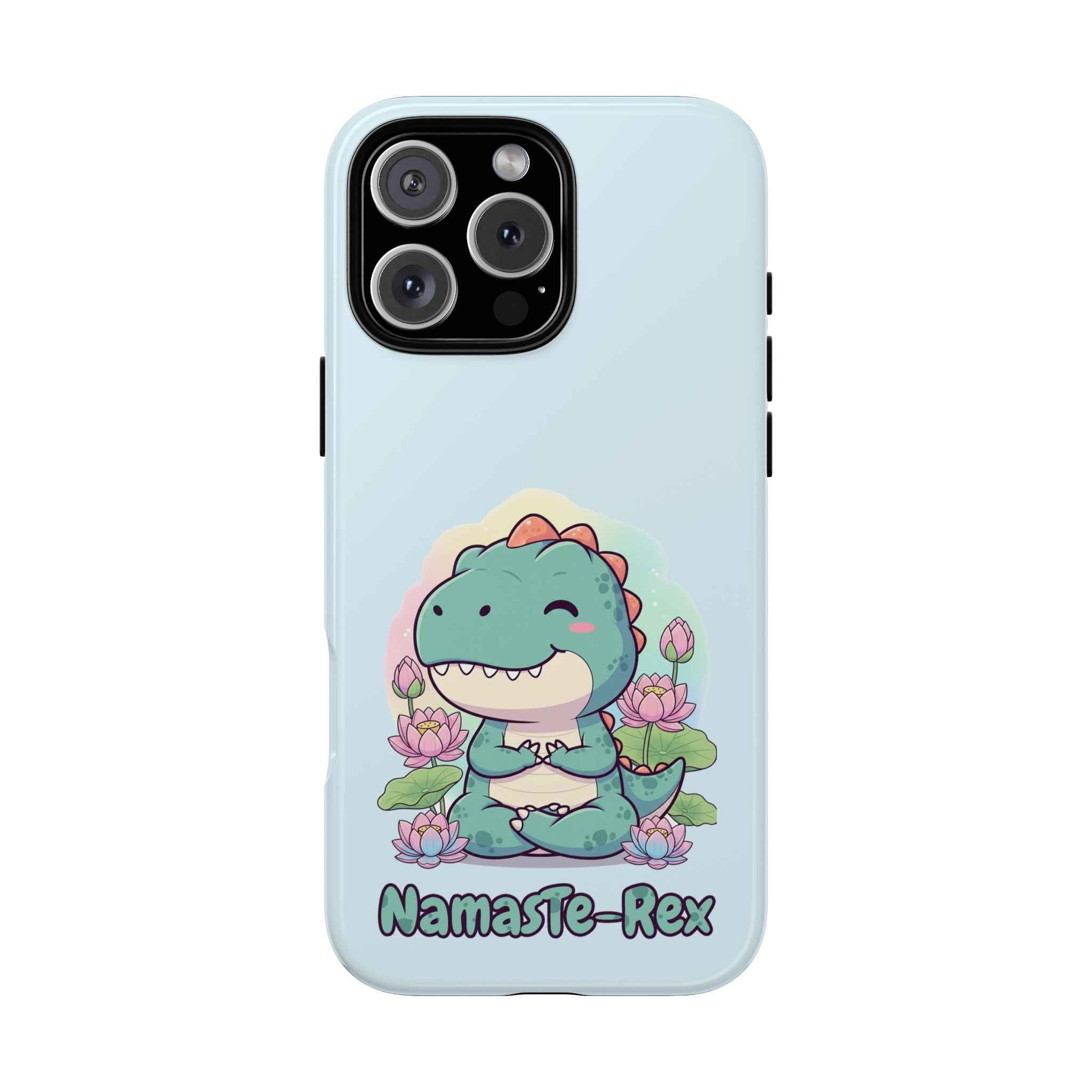 NamasTe-Rex Phone Case - Funny Yoga T-Rex Meditating Dinosaur Mobile Cover for Zen Lovers - Atlas Briefly