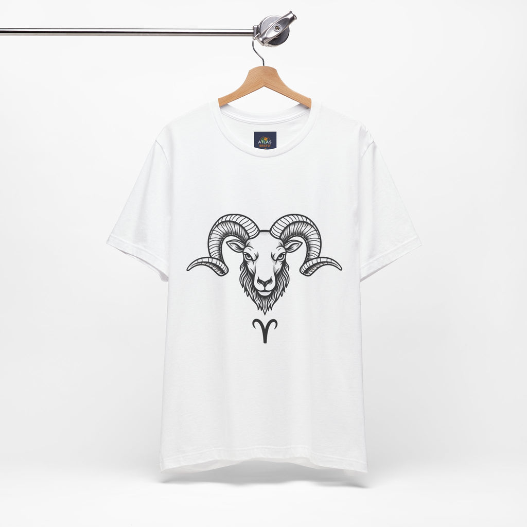 Aries Horoscope Tee - Unisex Black and White Minimal Design