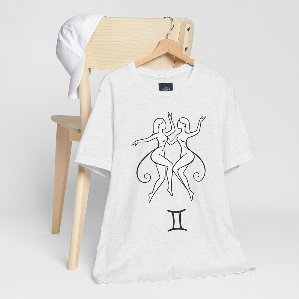 Gemini Zodiac Tee - Minimalistic Black and White Unisex Design