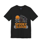 Spooky Season Halloween T-Shirt - Haunted House Ghost Bat Graphic Tee | Halloween Landscape Shirt - Atlas Briefly