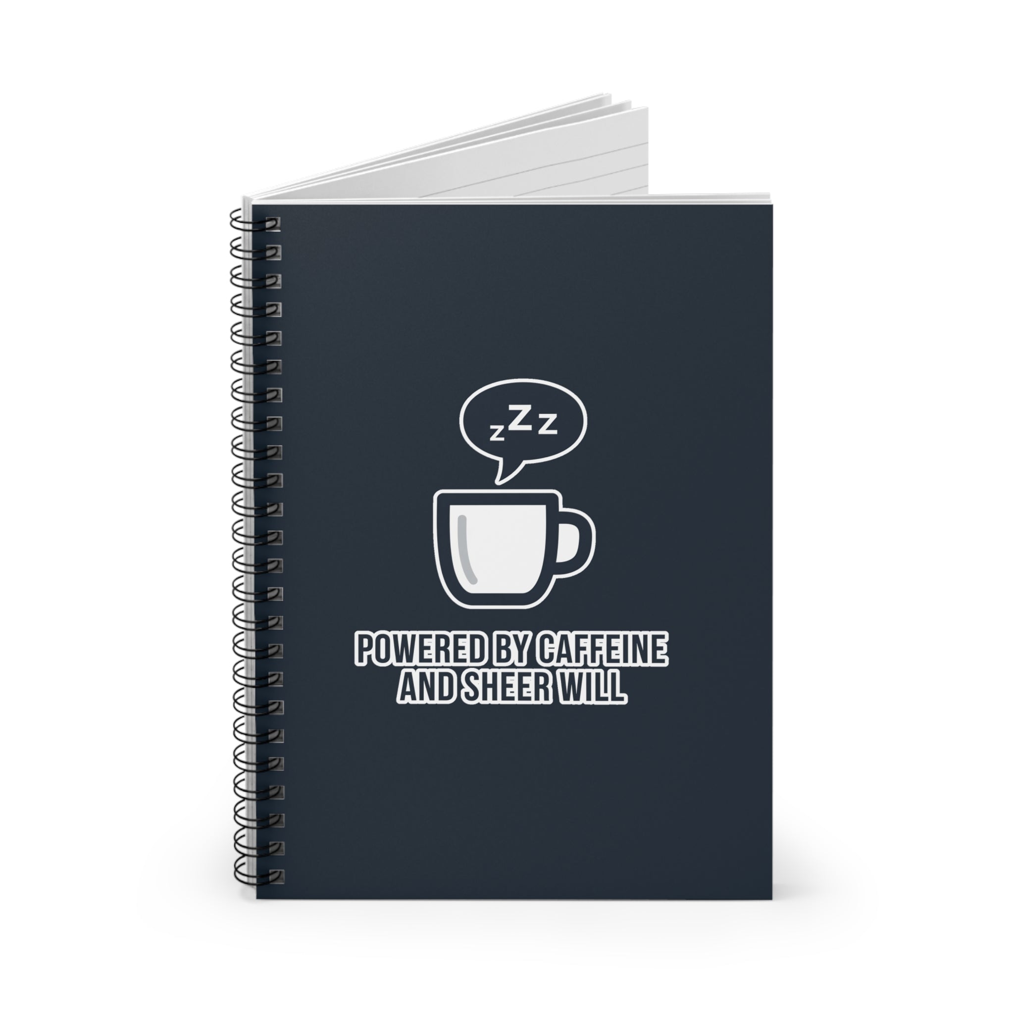 Powered by Caffeine Notebook - Humorous Coffee Notes | Minimalist Gift - US Version - Atlas Briefly