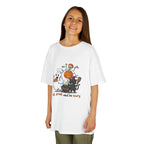 Eat Drink and Be Scary Kids Halloween T-Shirt | Cute Ghost Skeleton Pumpkin Cat Shirt for Boys Girls Trick or Treat Tee - Atlas Briefly