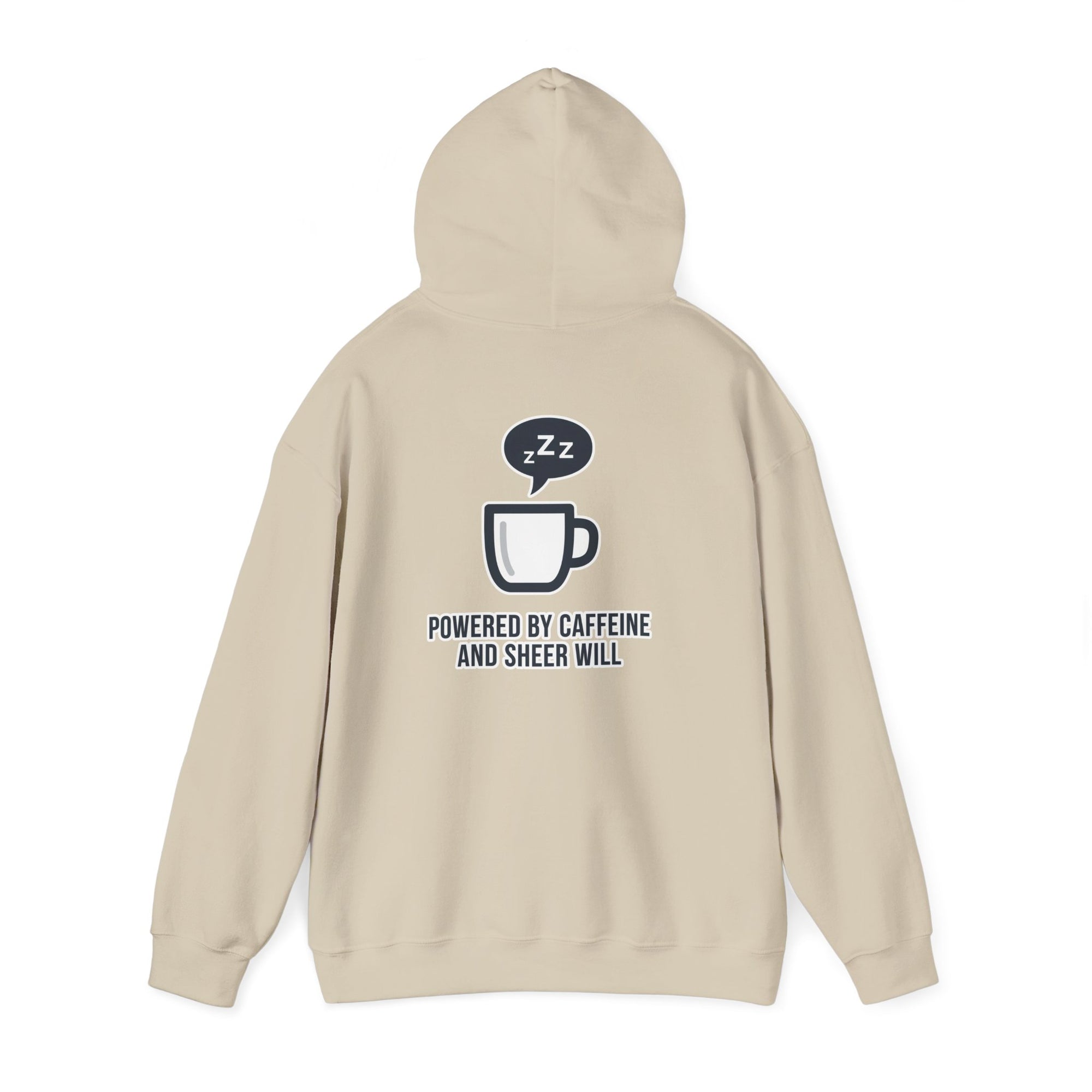 Powered by Caffeine and Sheer Will Hoodie - Funny Coffee Lover Sweatshirt | Minimalist Humor Gift - Atlas Briefly