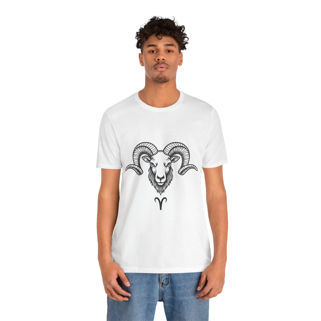 Aries Horoscope Tee - Unisex Black and White Minimal Design